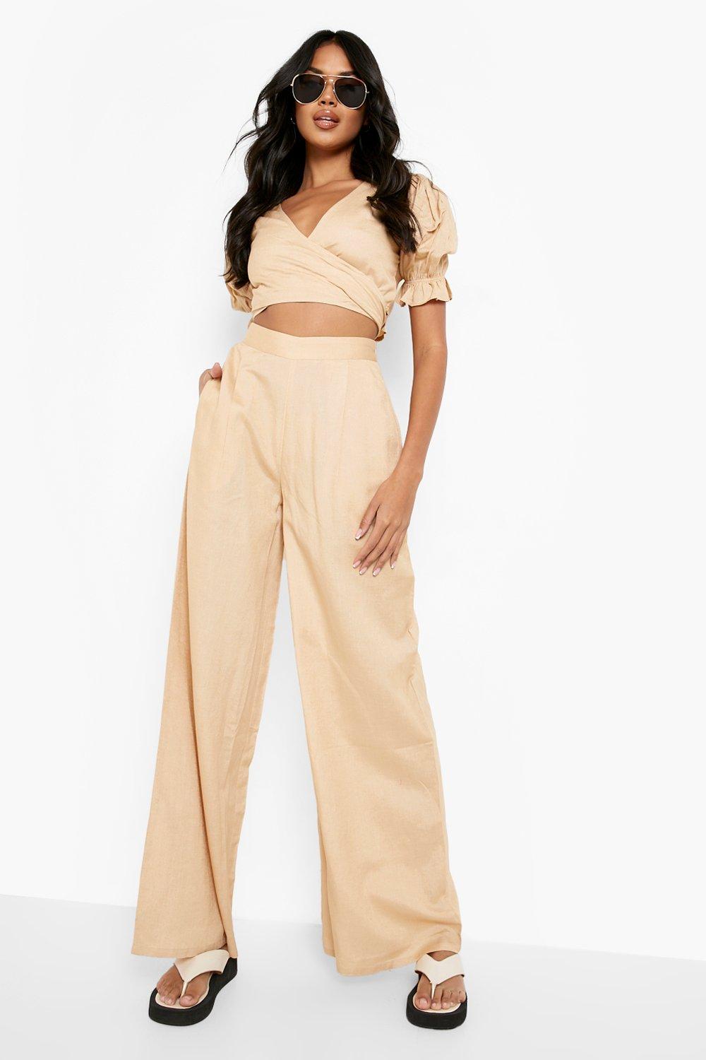 Linen Wide Leg Relaxed Fit Trousers