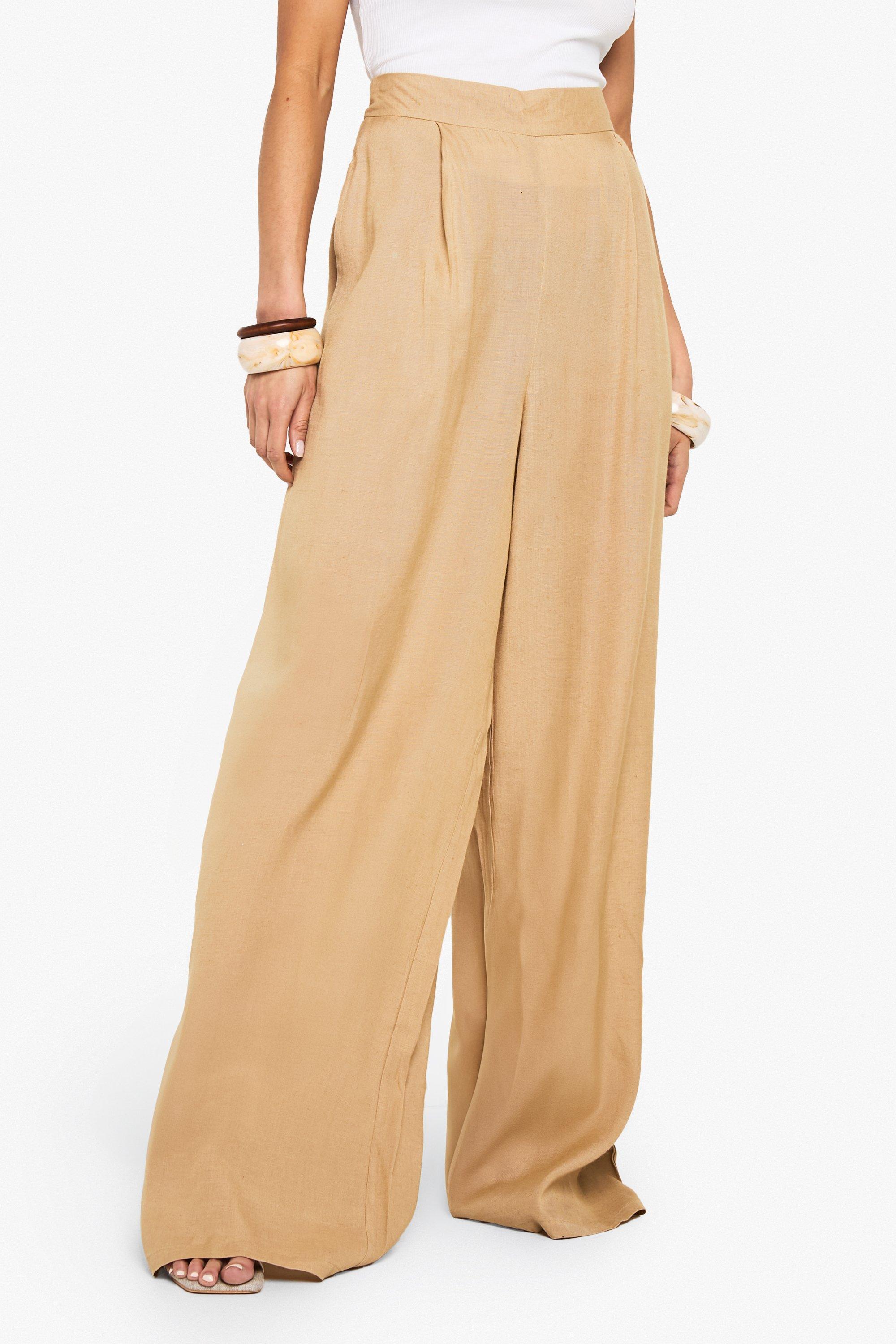 Linen Wide Leg Relaxed Fit Trousers