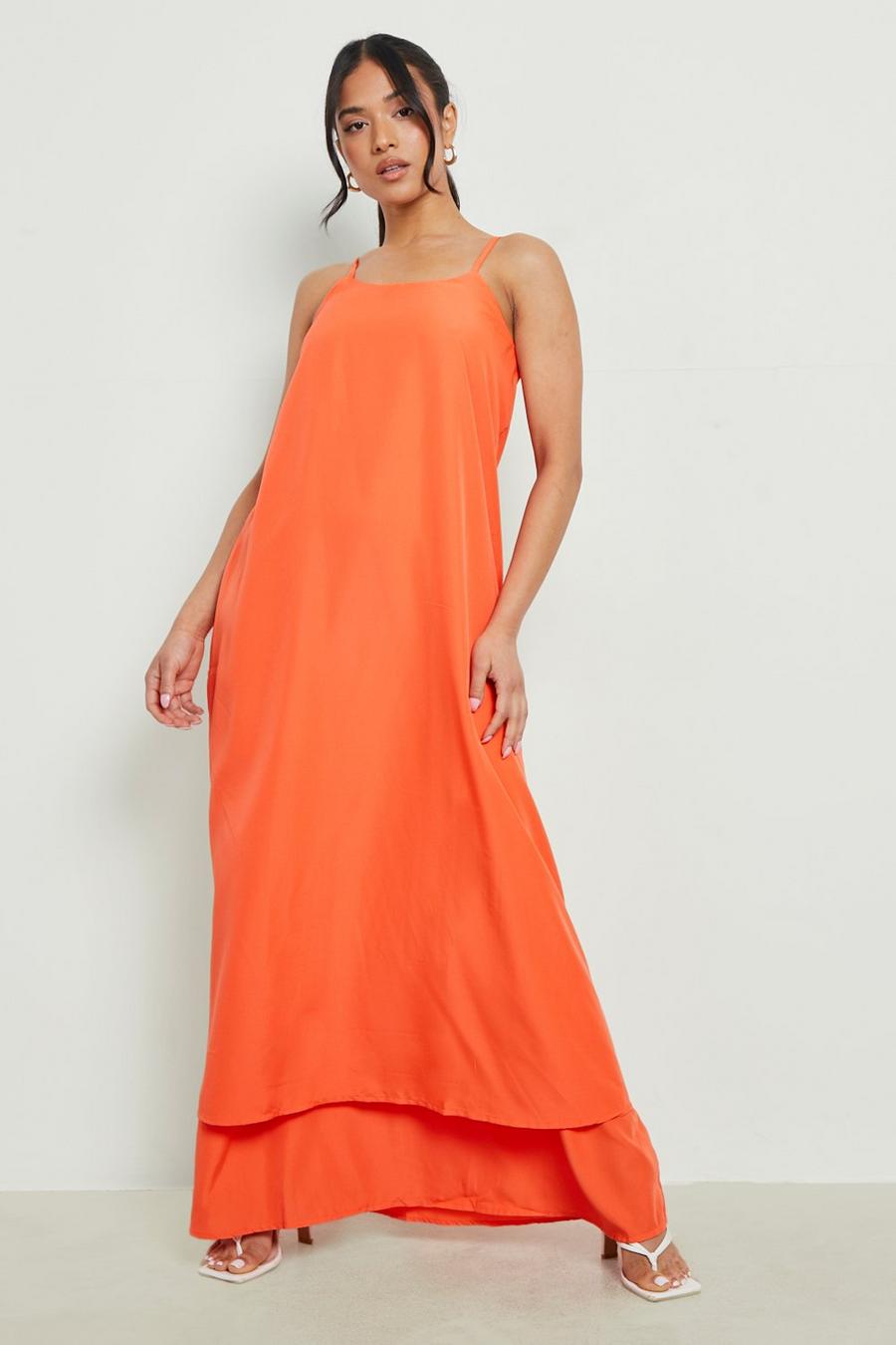 Orange Petite Strap Detail Maxi Dress image number 1