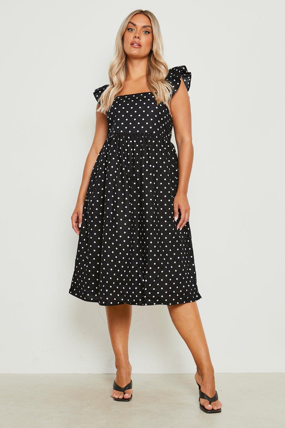 Plus size polka dot dress clearance uk