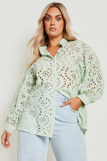 Plus Broderie Oversized Shirt mint