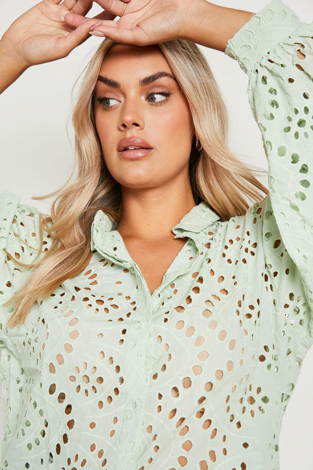 Mint Plus Broderie Oversized Shirt