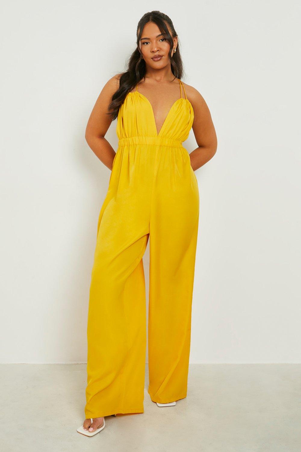 Boohoo mustard hot sale jumpsuit