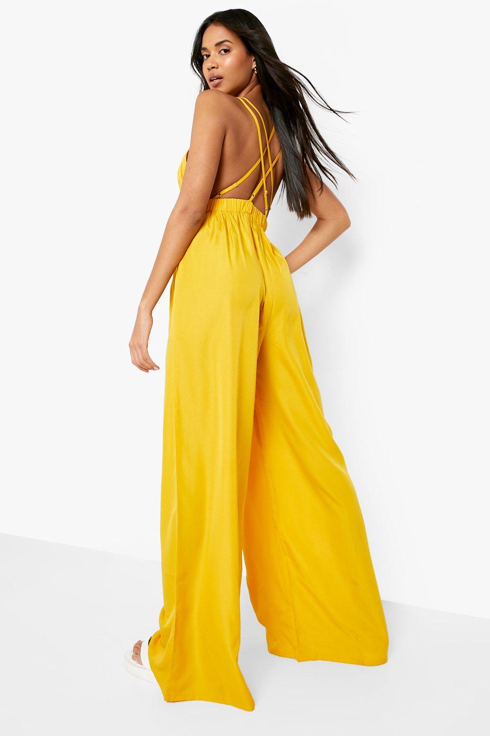 Boohoo store mustard jumpsuit