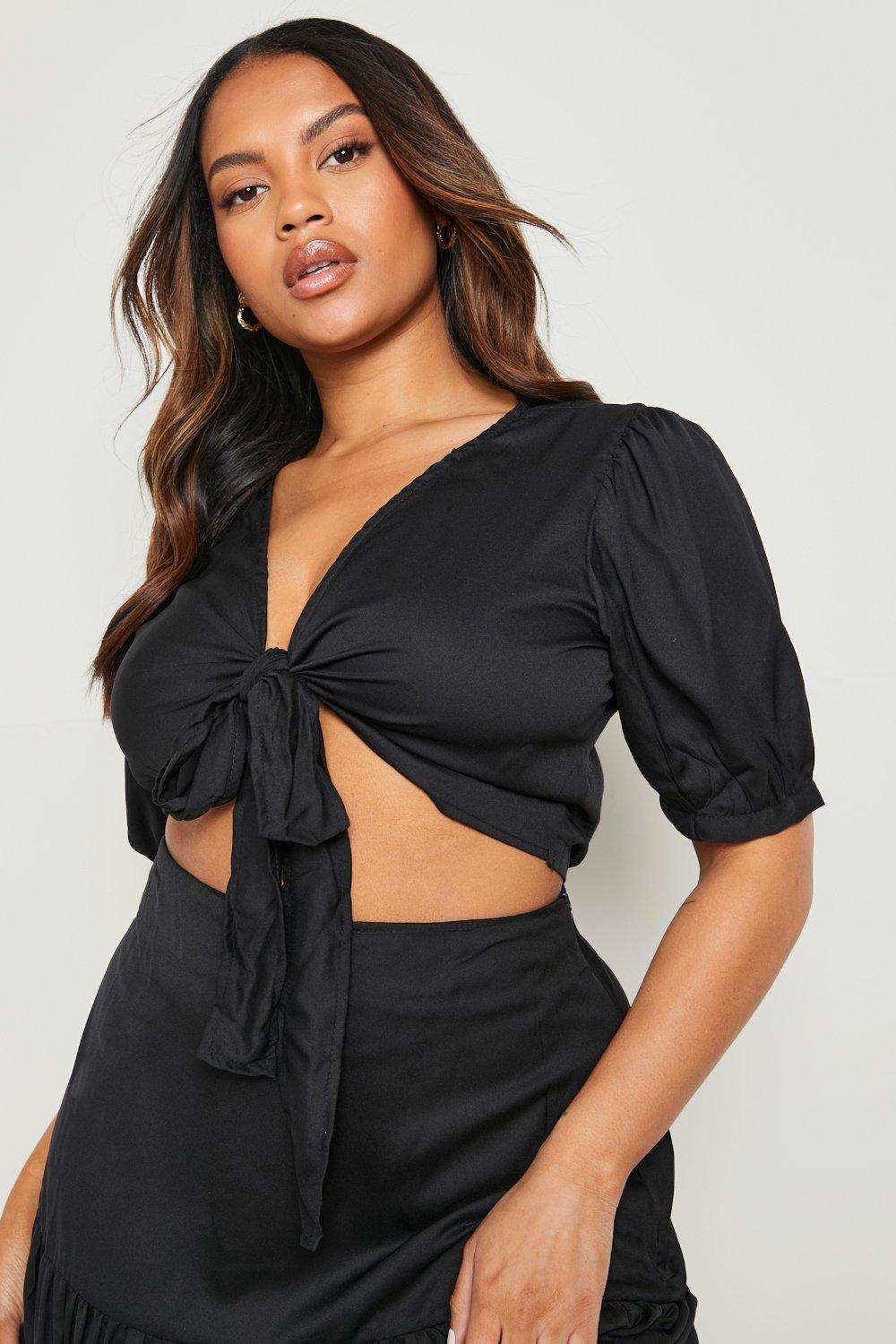 Plus Tie Front Top & Tiered Maxi Skirt Co Ord | boohoo