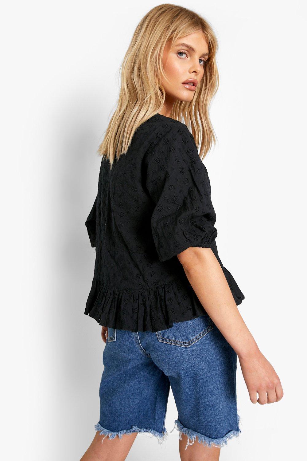 Button down sales peplum top