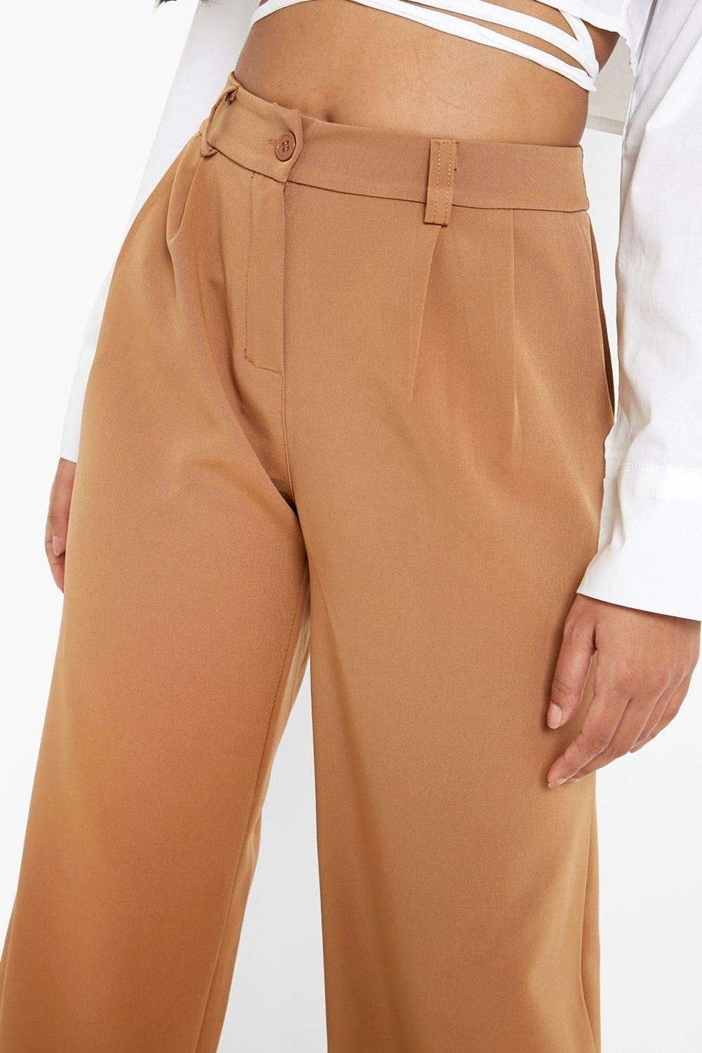 Camel Full Length Pleated Pant