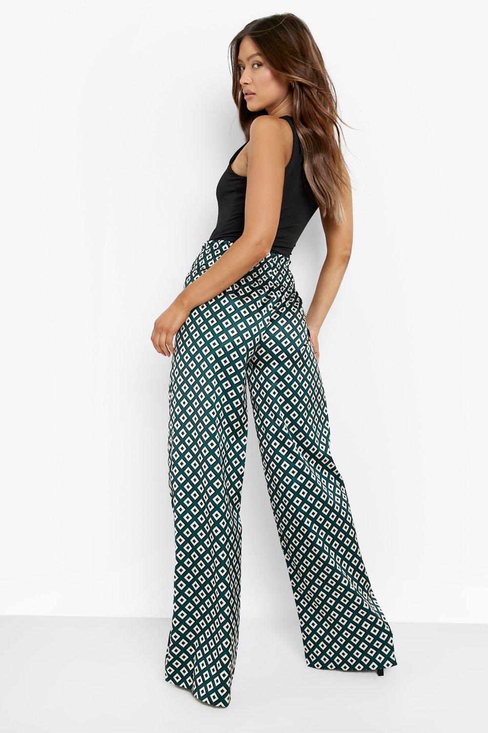 Silk Pants, Straight Leg Pants, Printed Leg Pants