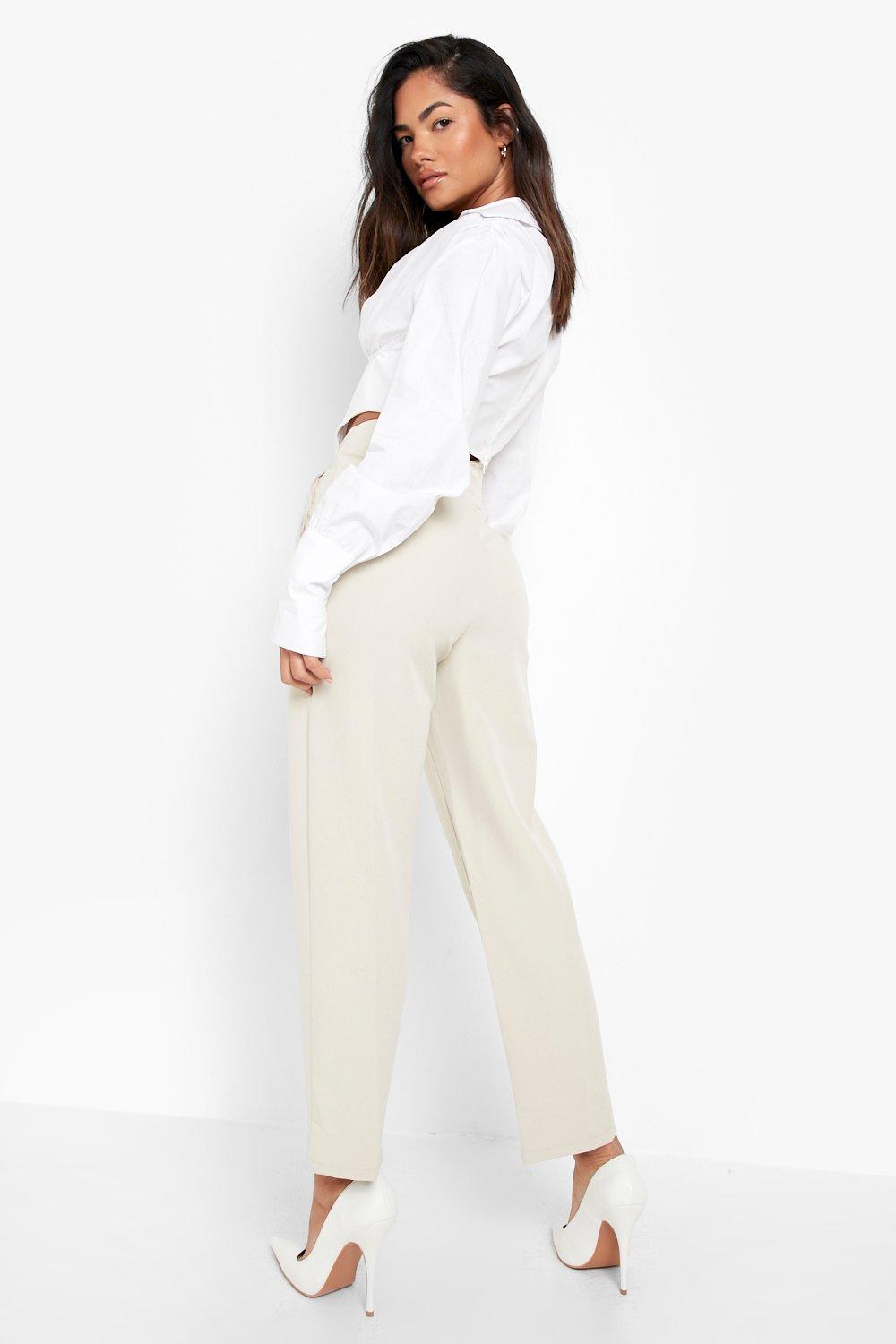 ASOS DESIGN High Waist Tapered Pants with Elasticated Back