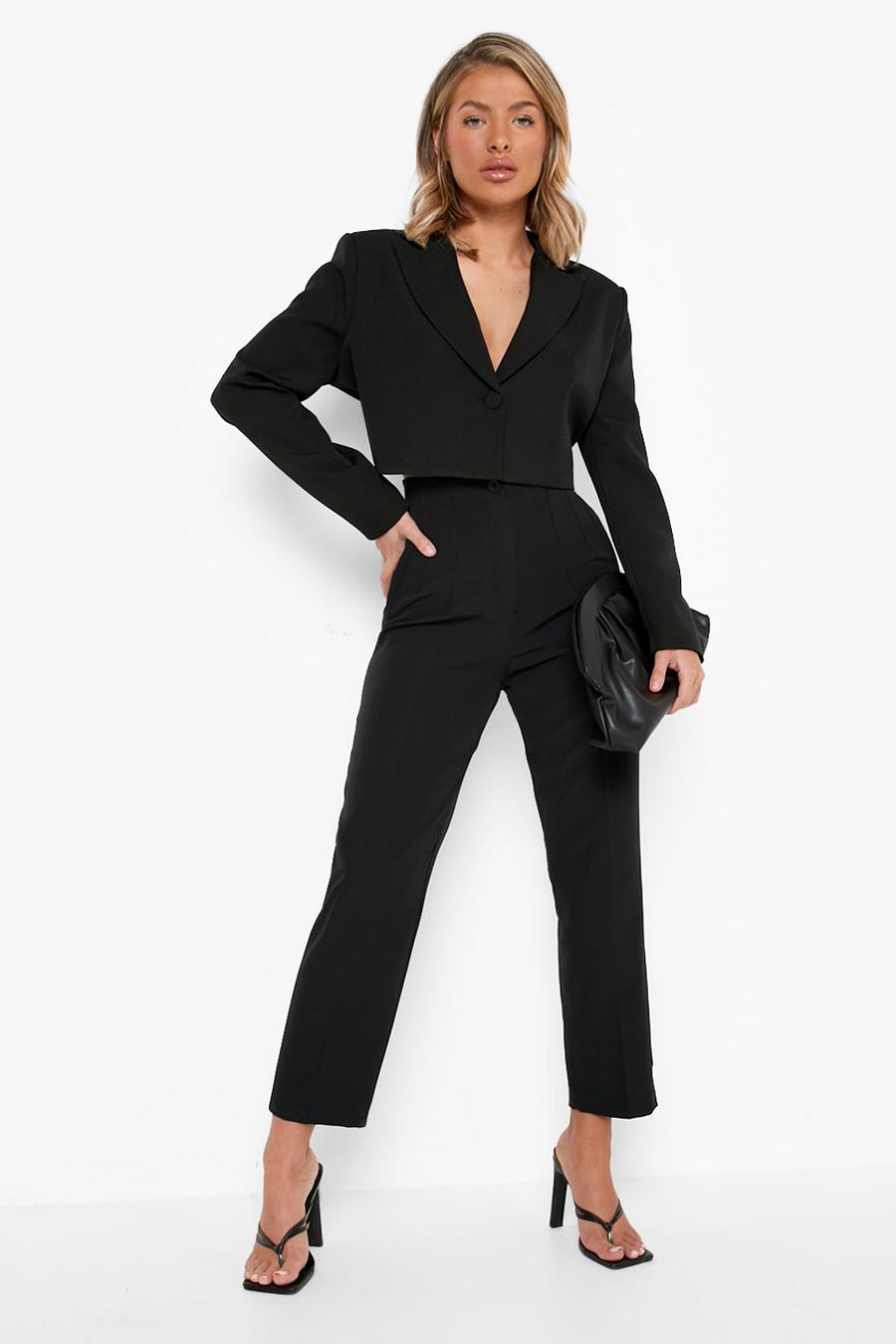 Black High Waisted Tailored Cigarette Pants image number 1