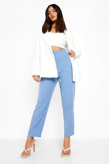 Blue High Waisted Tailored Cigarette Pants