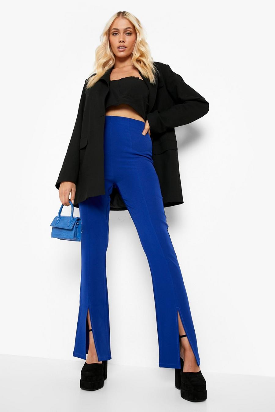 Blue Split Front Skinny Tailored Trouser image number 1
