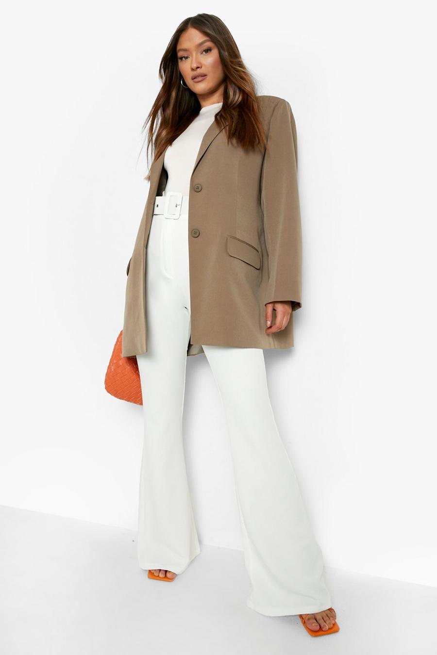White High Waist Belted Flare Pant  image number 1