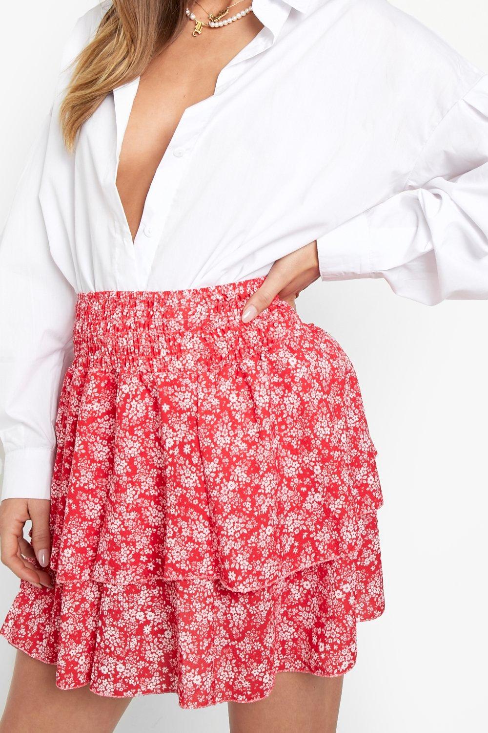 Women's Floral Ruffle Mini Skirt ...