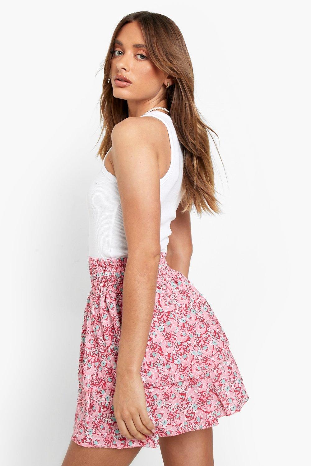 Ruffle mini skirt floral sale