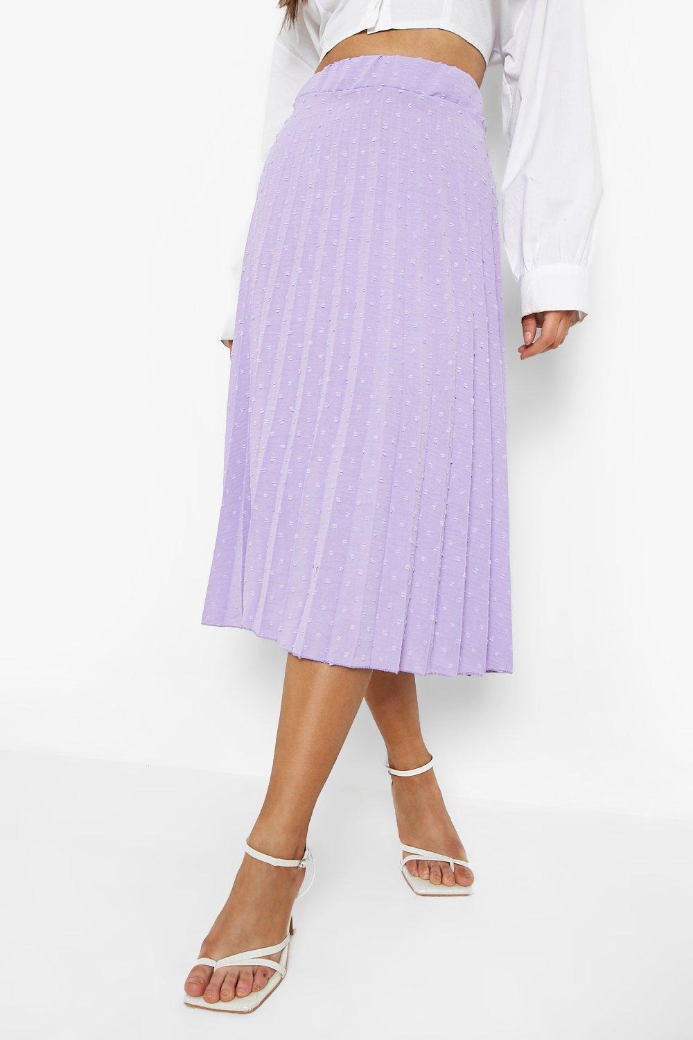 Dobby Mesh Pleated Midi Skirt