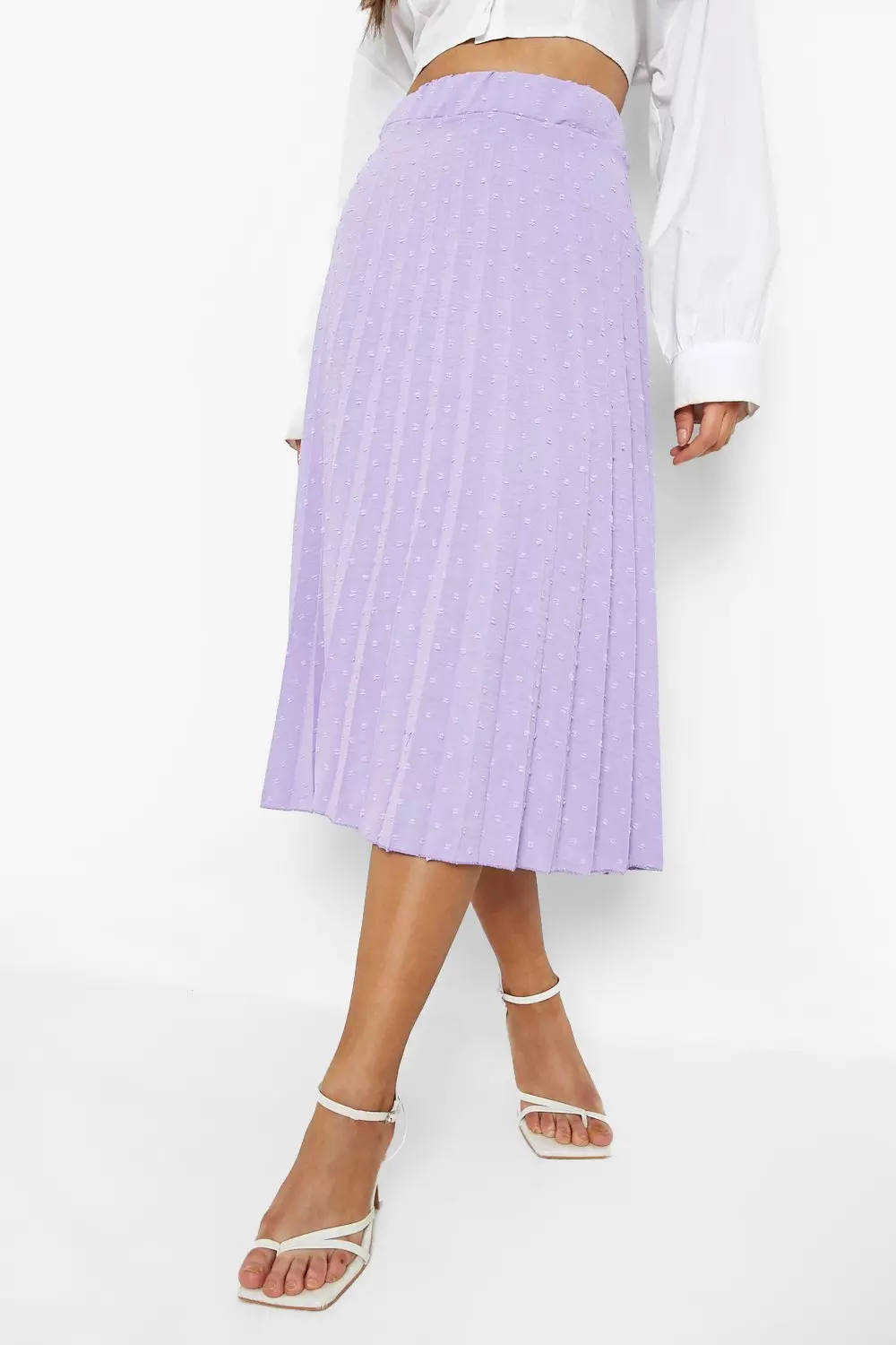 Lilac Dobby Mesh Pleated Midi Skirt alternative image
