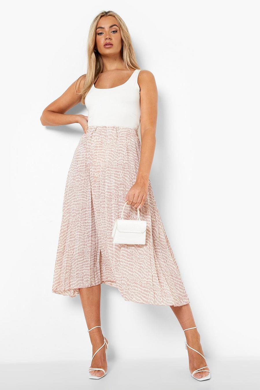 Pale pink Pleated Elasticated Waist Midi Skirt  image number 1