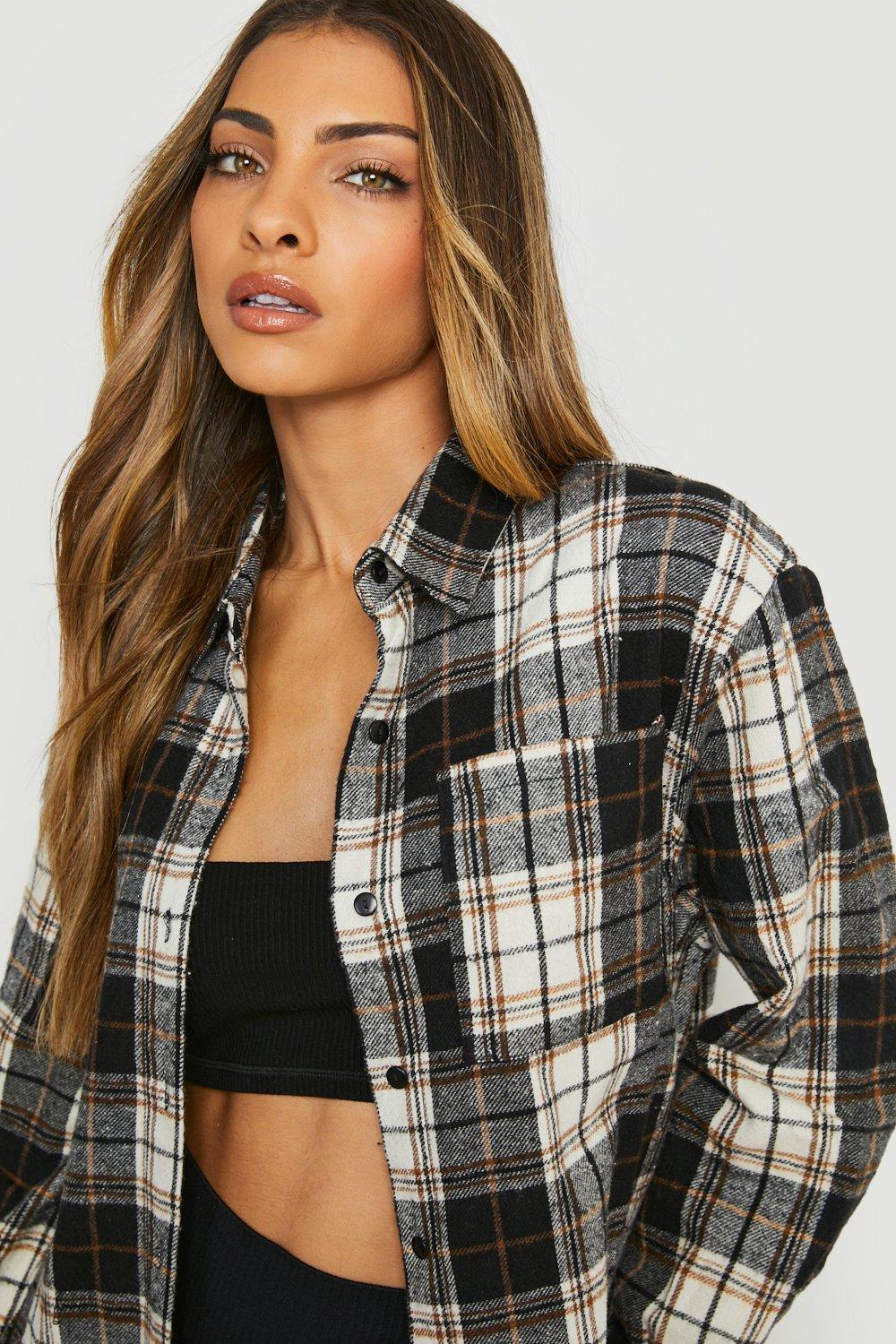 twist Slepen dealer Oversized Geruite Blouse | boohoo