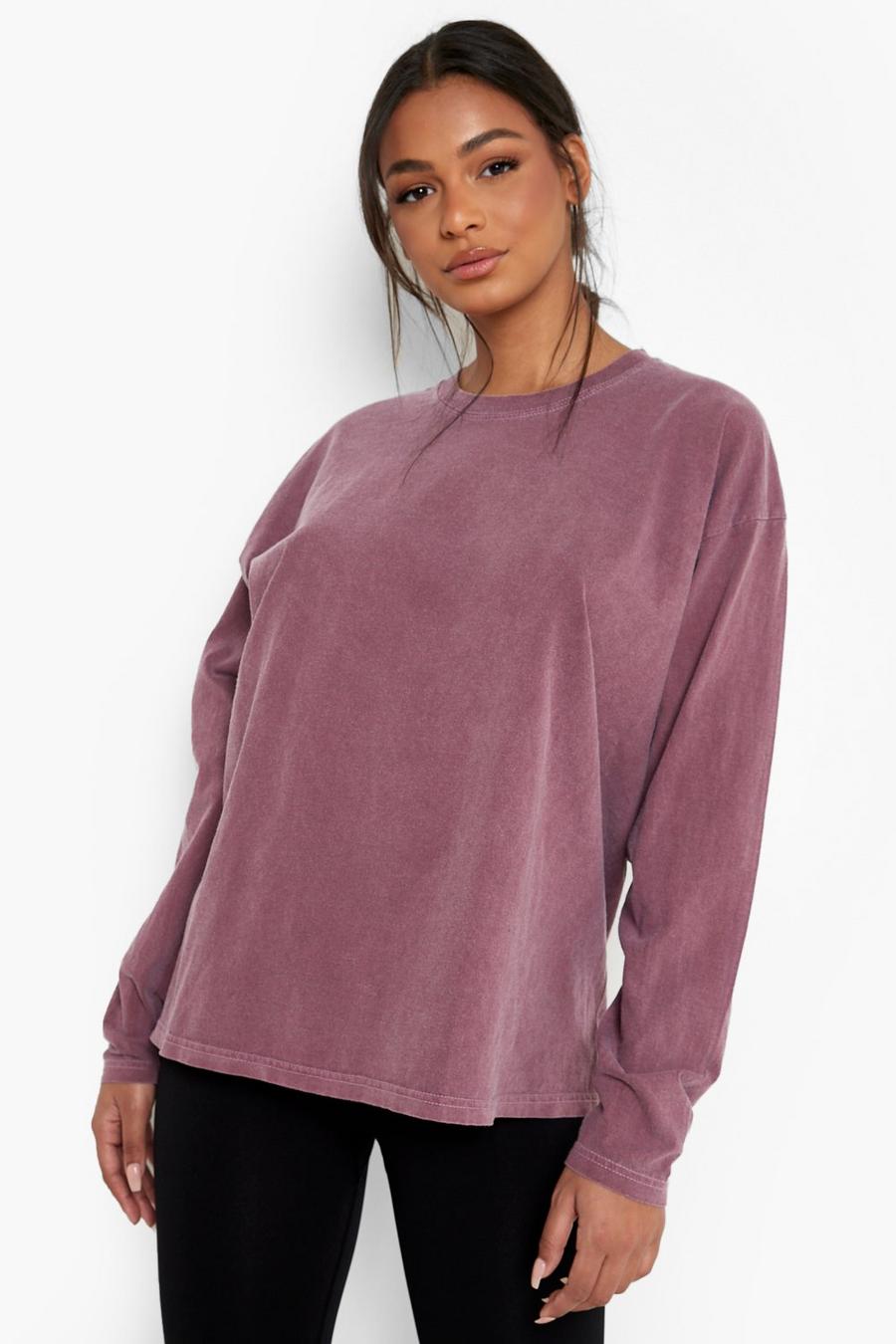Purple Overdyed Oversized Long Sleeve T - Shirt image number 1