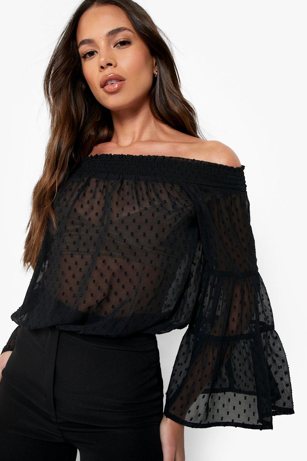 Sheer off the shoulder clearance top