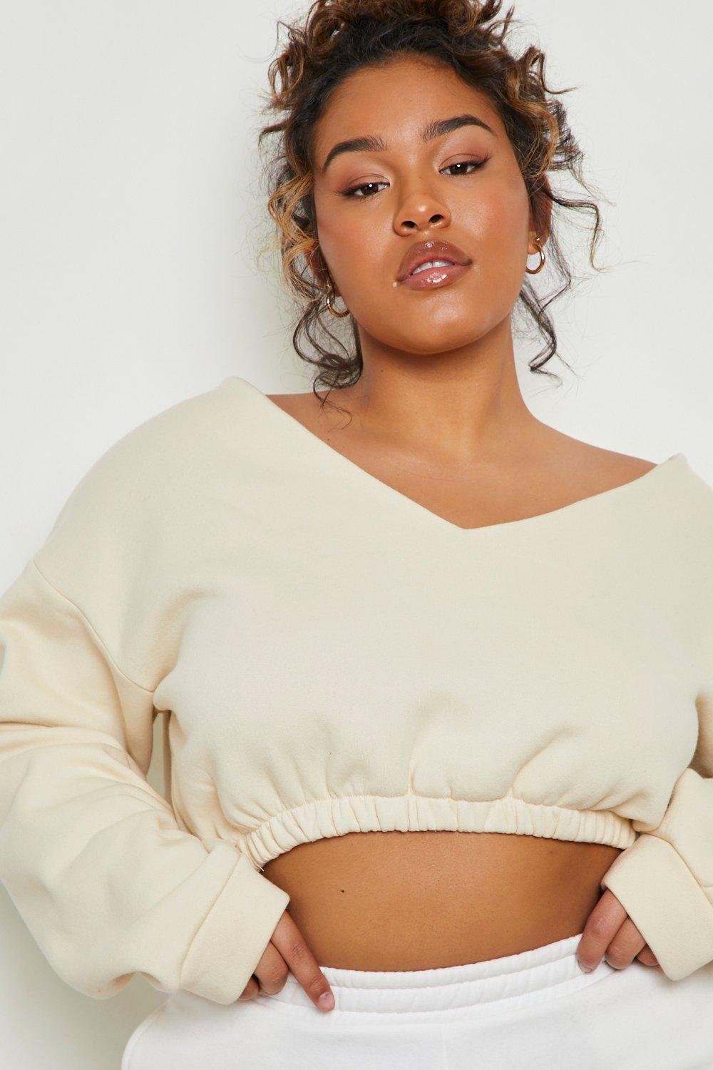 Plus V Neck Oversized Sweatshirt