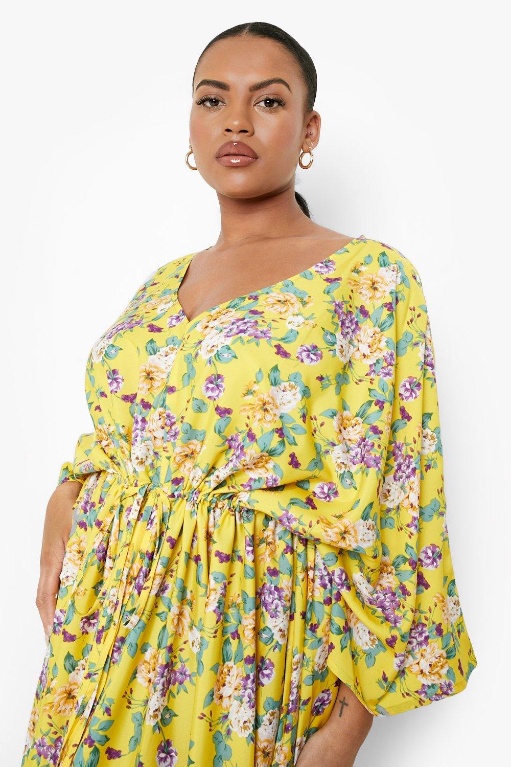 Plus Floral Extreme Angel Sleeve Maxi Dress | boohoo