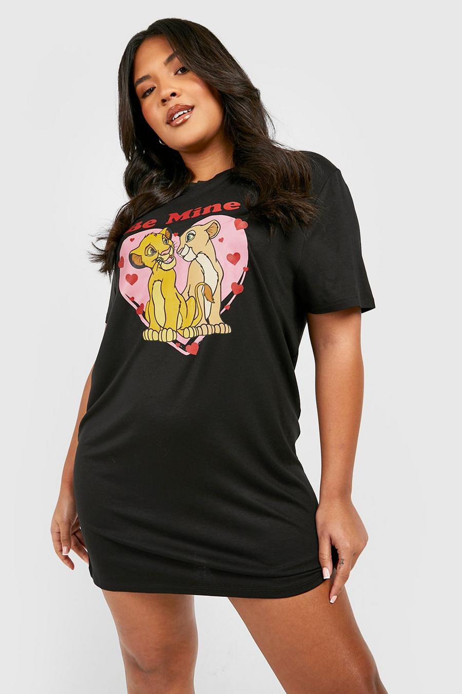 Saint-Valentin - Grande taille - T-shirt de nuit oversize à imprimé Le Roi Lion, Black schwarz