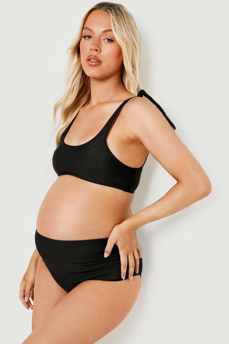 Black noir Maternity Tie Shoulder Bikini