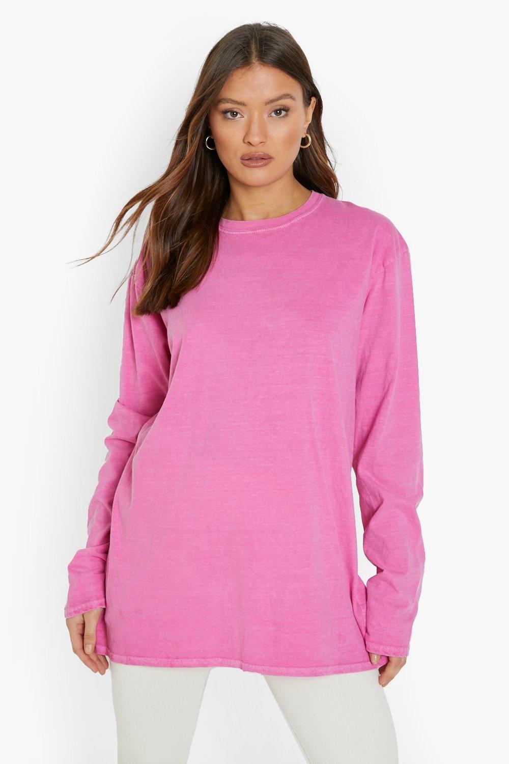 Overdyed Oversized Long Sleeve T - Shirt | boohoo USA