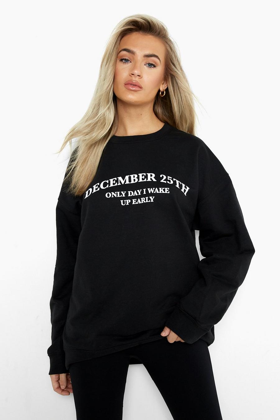 Black December 25th Christmas Sweater image number 1