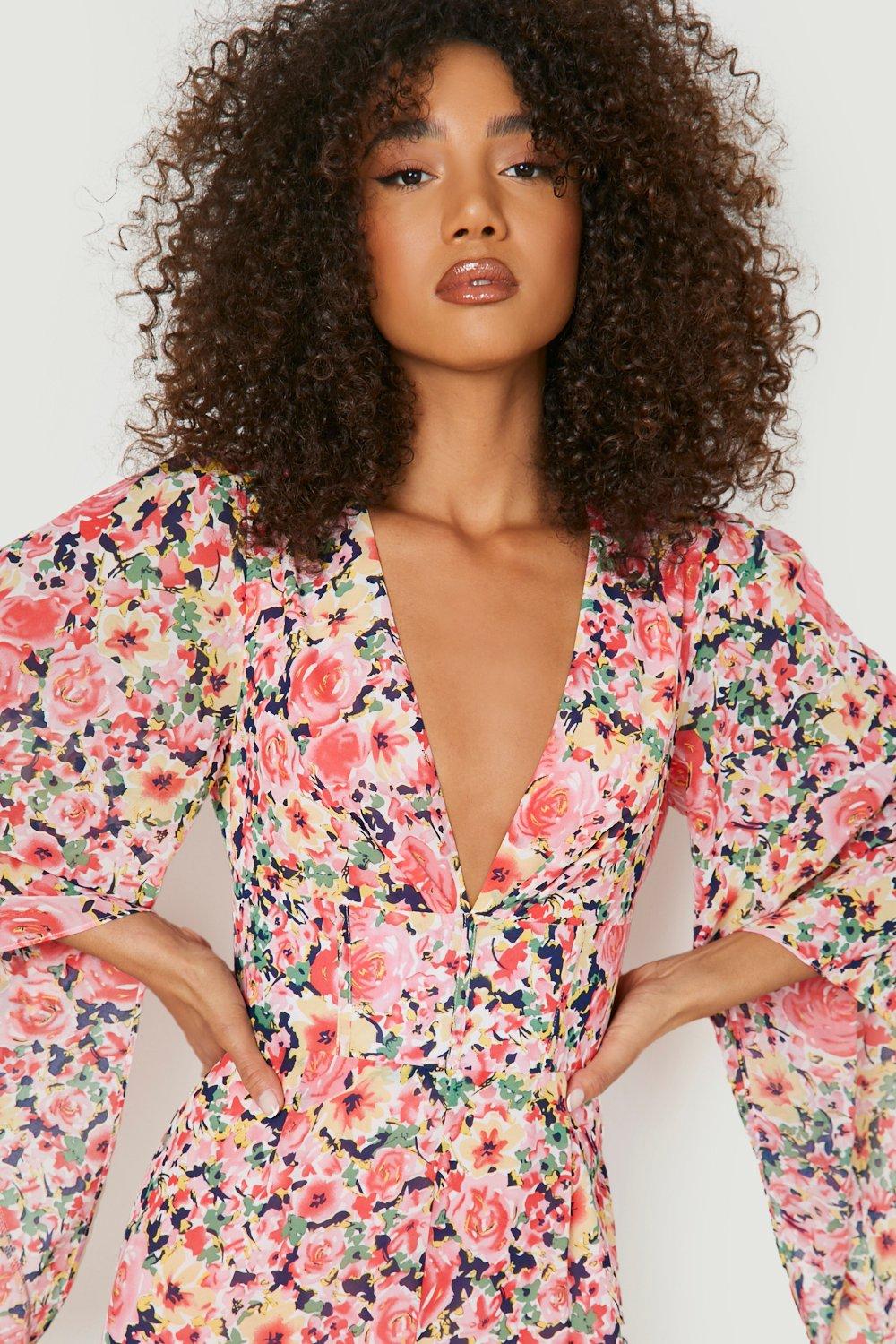 Women's Tall Wide Sleeve Floral Occasion Jumpsuit