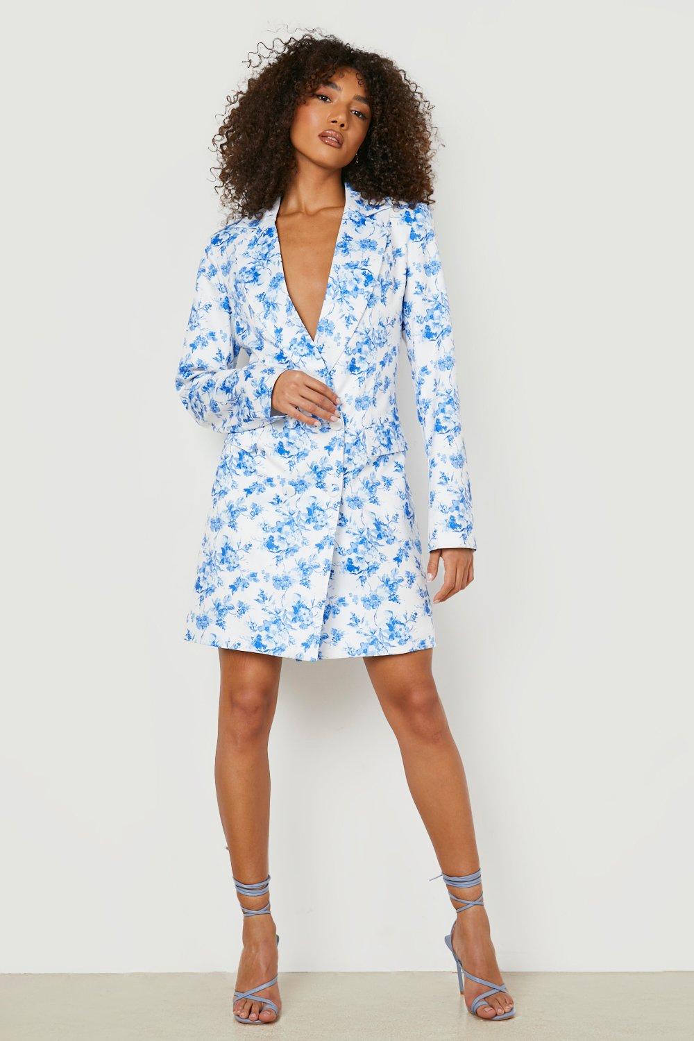 Boohoo blue blazer sales dress