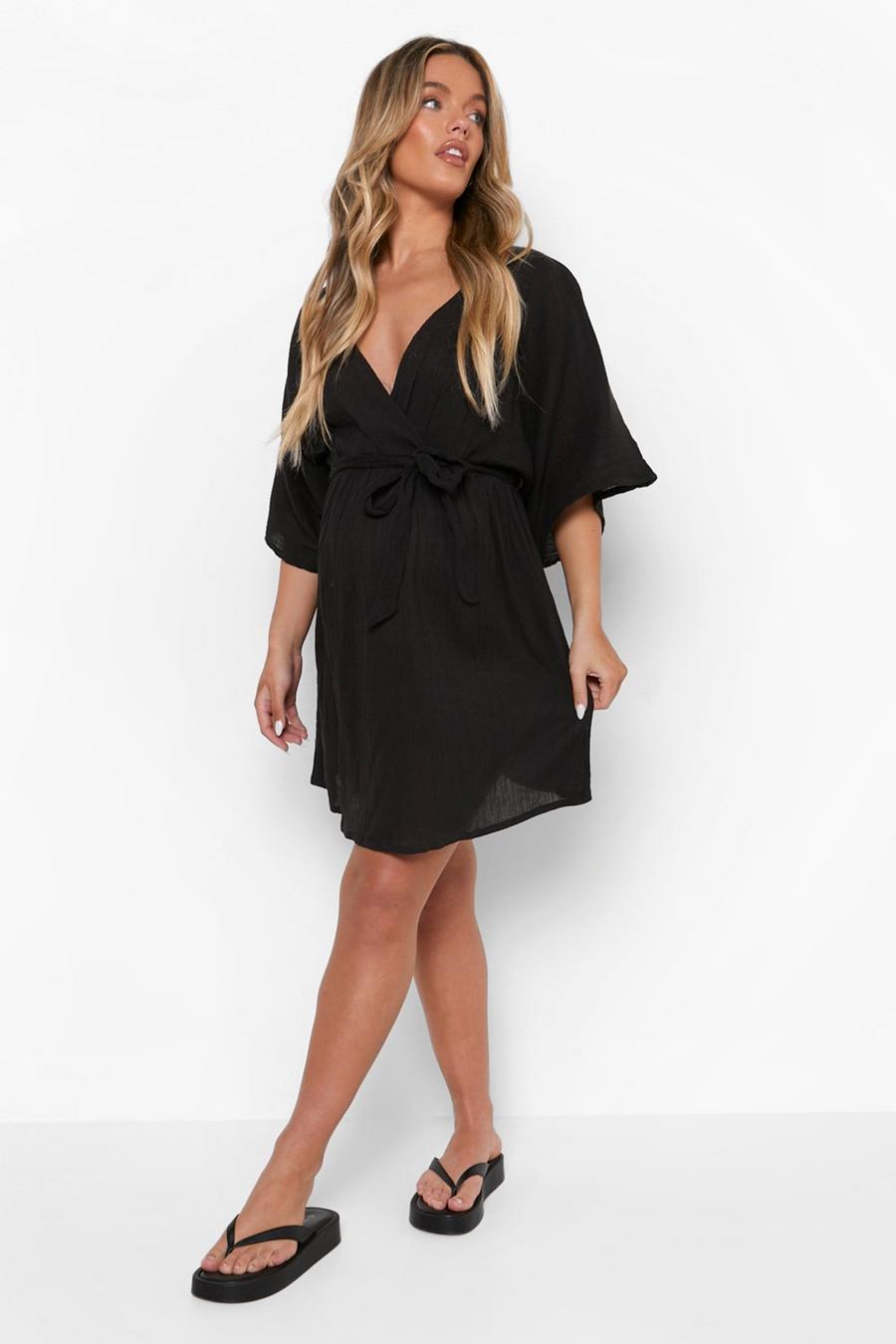Black svart Mammakläder - Kort strandklänning med omlott image number 1