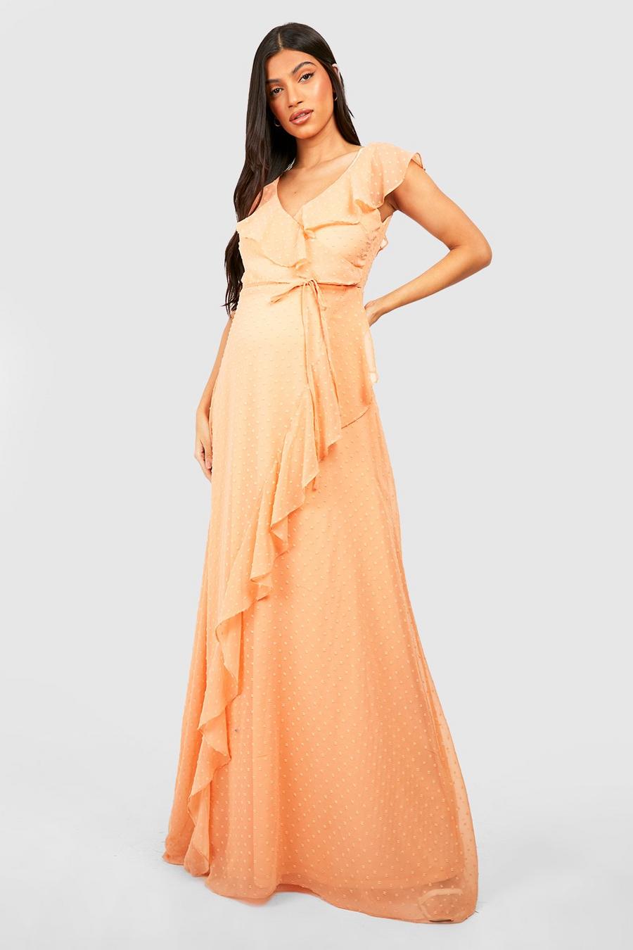 Coral Maternity Occasion Dobby Mesh Maxi Dress image number 1