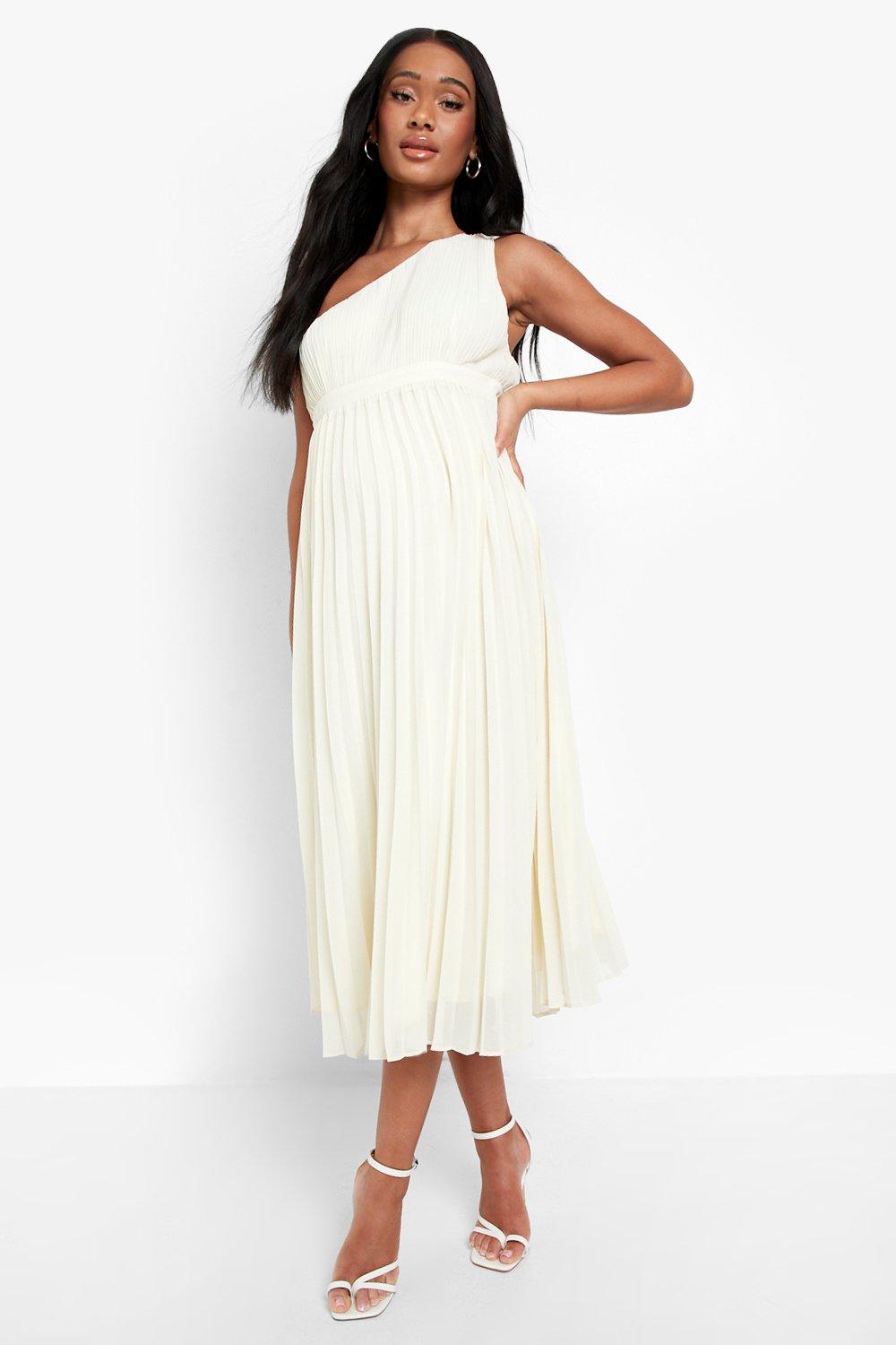 pleated midi occasion dress