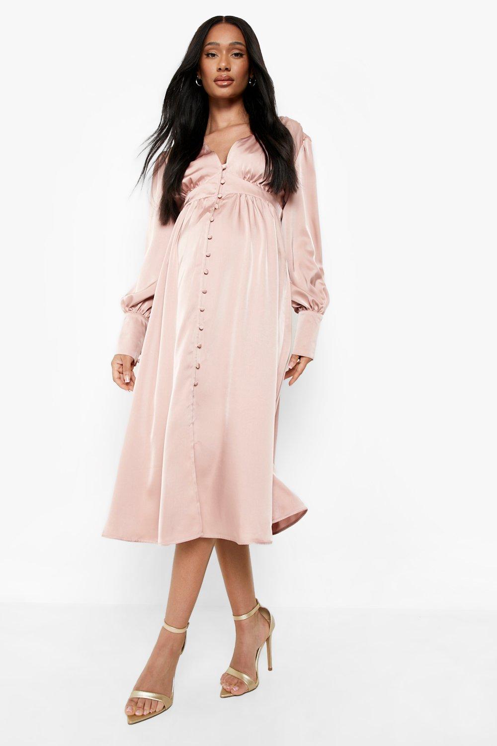 Maternity Satin Midi Dress