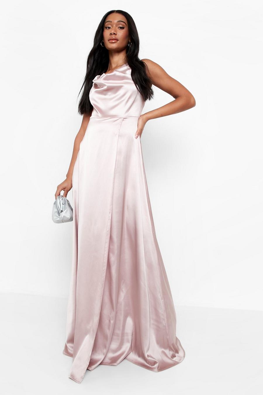 Blush Maternity Occasion Satin Cowl Neck Maxi Dress image number 1