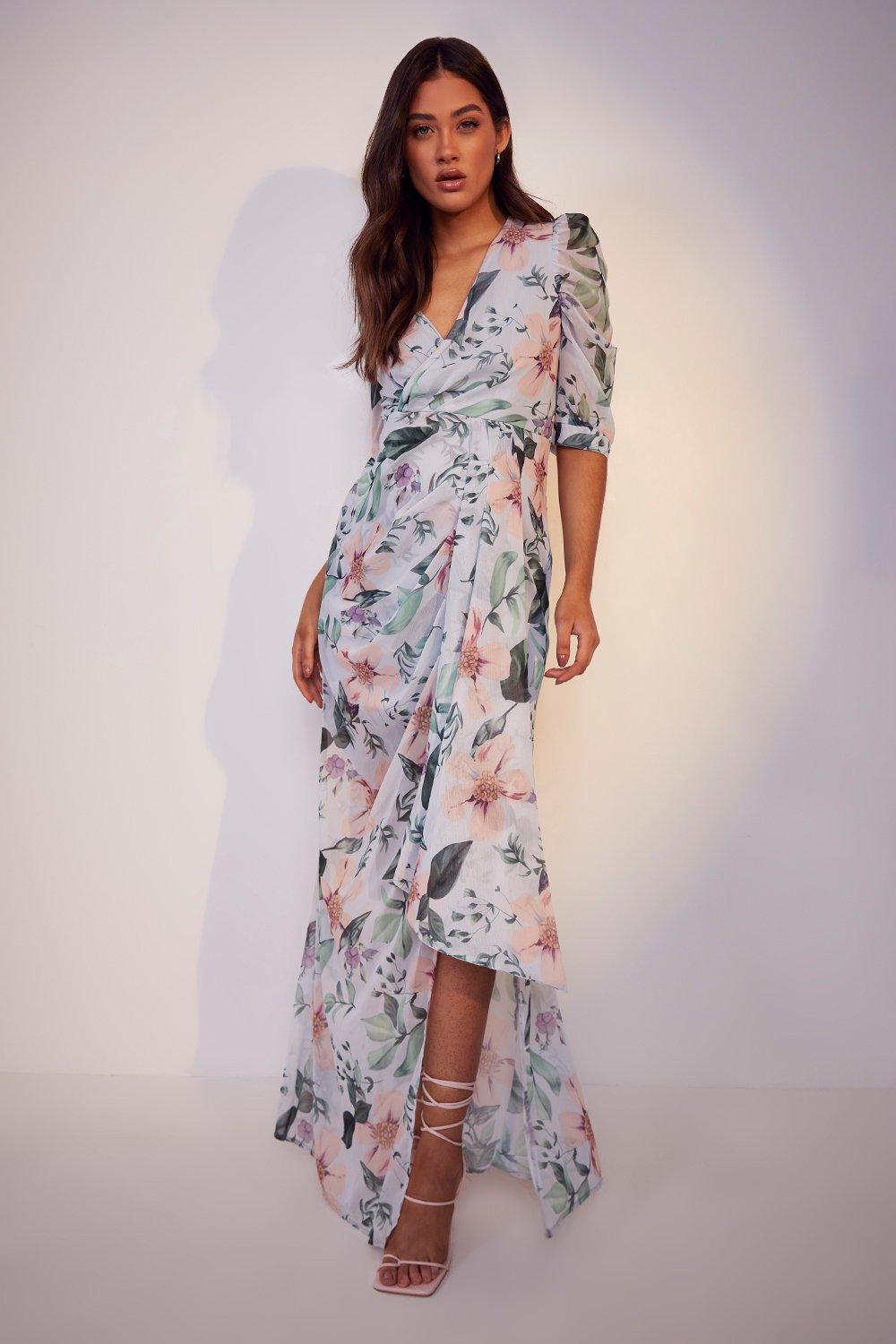 Maternity Occasion Floral Puff Sleeve Maxi Dress | boohoo USA