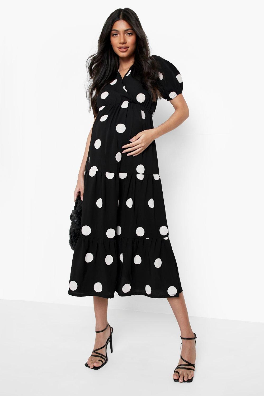 Boohoo polka hotsell dot maternity dress