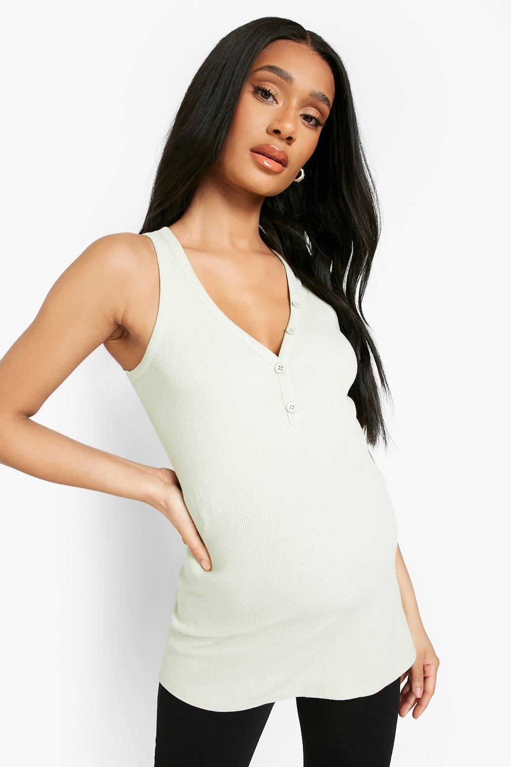 Women's Maternity Rib Nursing Button Front Vest