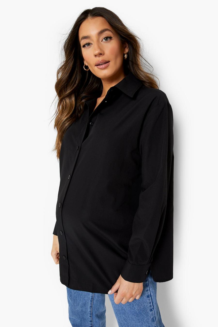Black Mammakläder - Oversize bomullsskjorta med slits image number 1