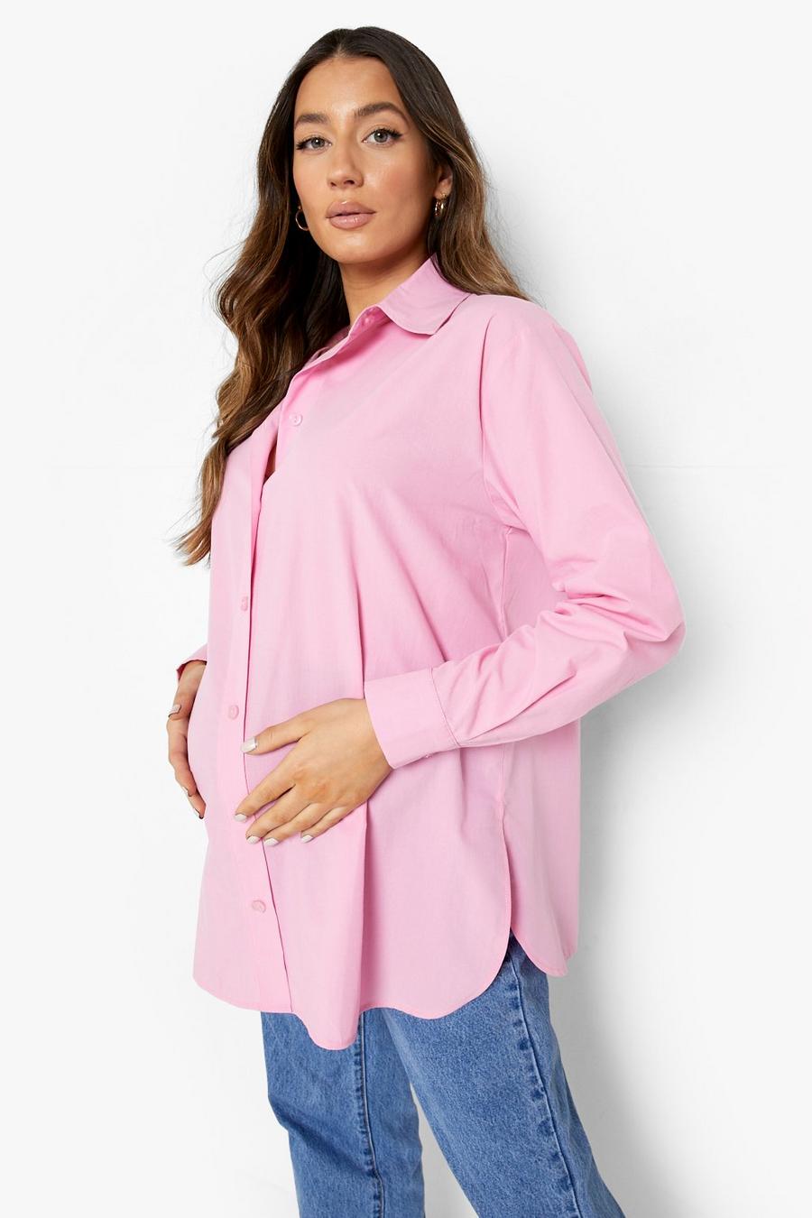 Pink Mammakläder - Oversize bomullsskjorta med slits image number 1