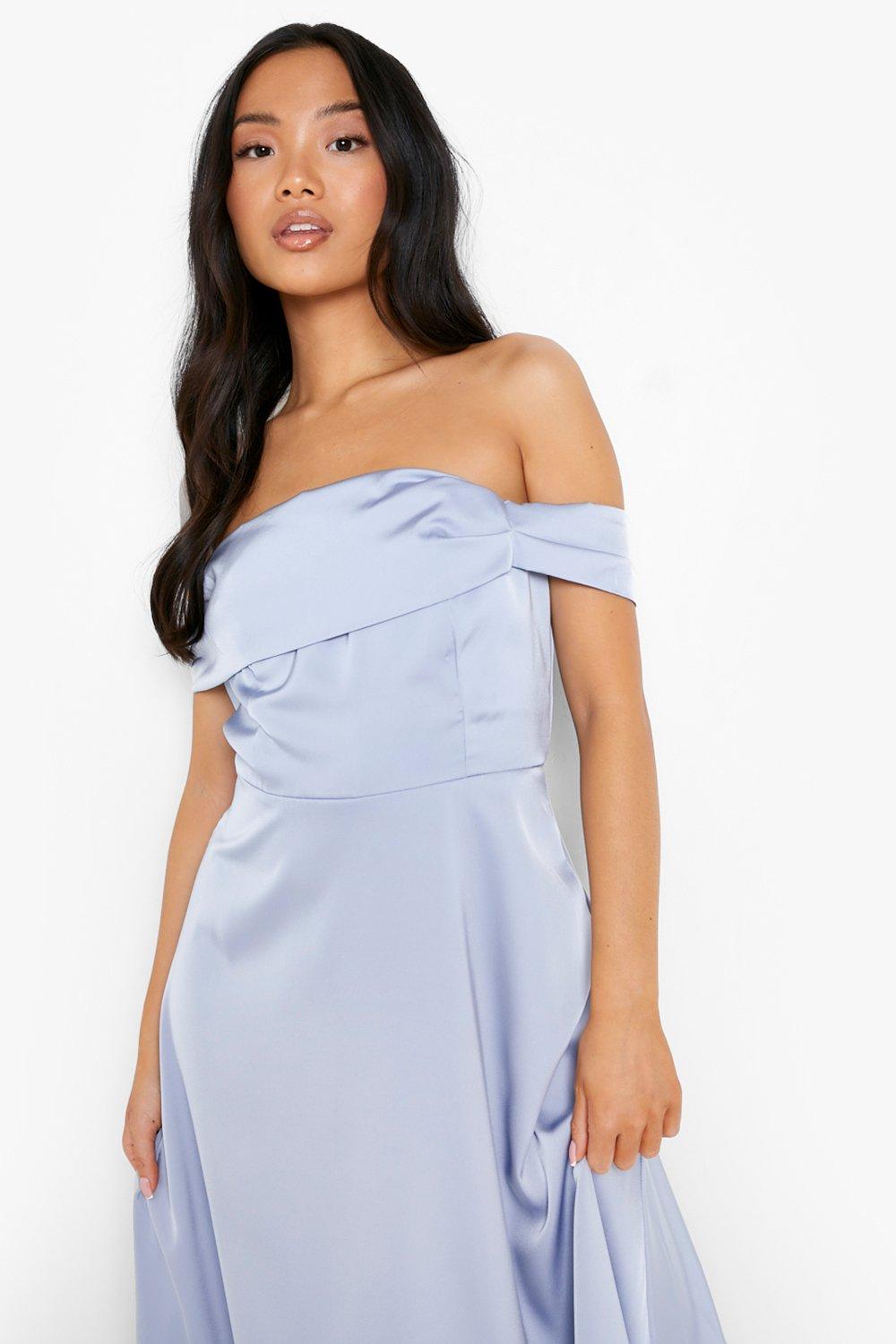 Off-The-Shoulder Maxi Dress in Medium Wash