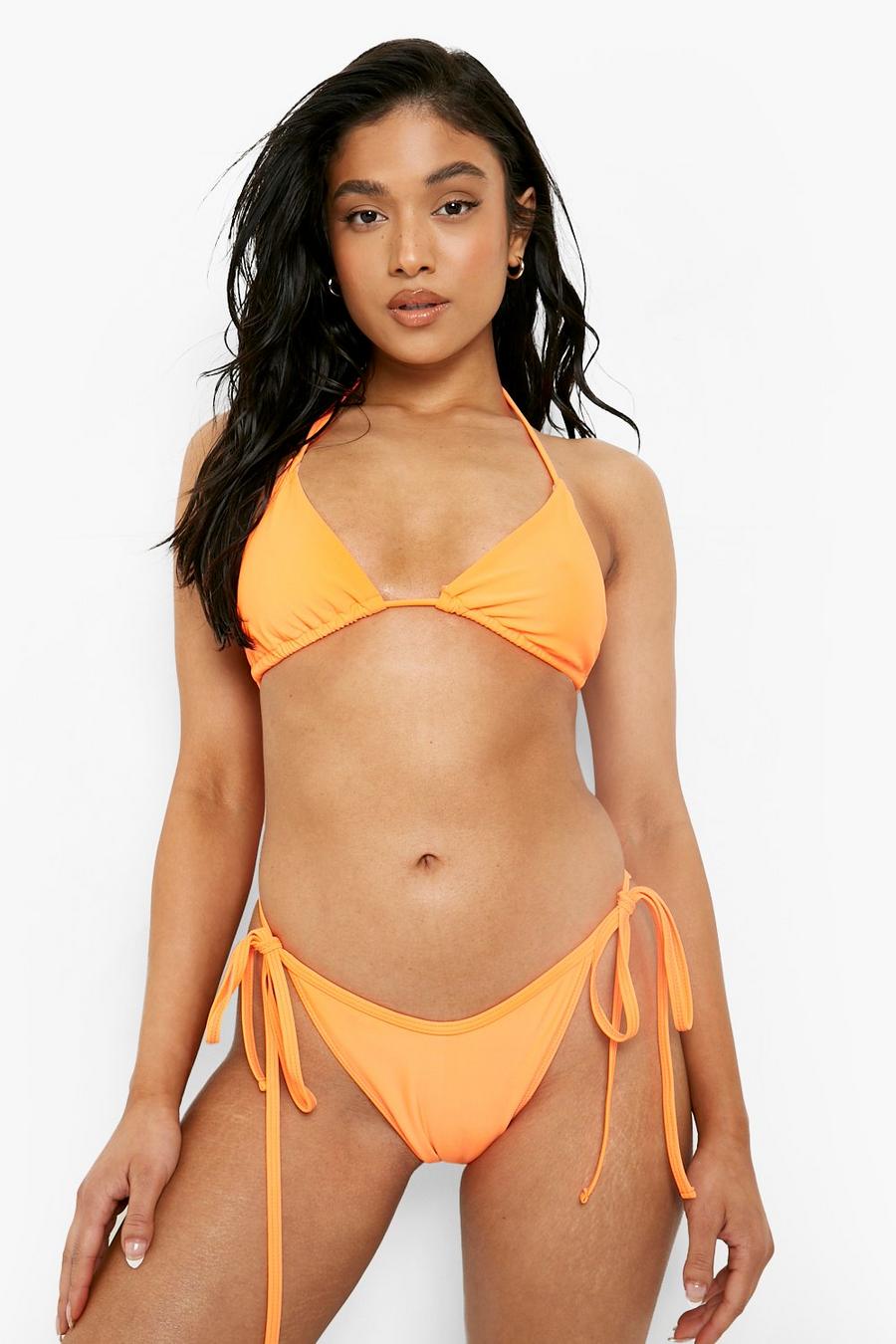 Orange Petite Bikini Top Met Hals Strik