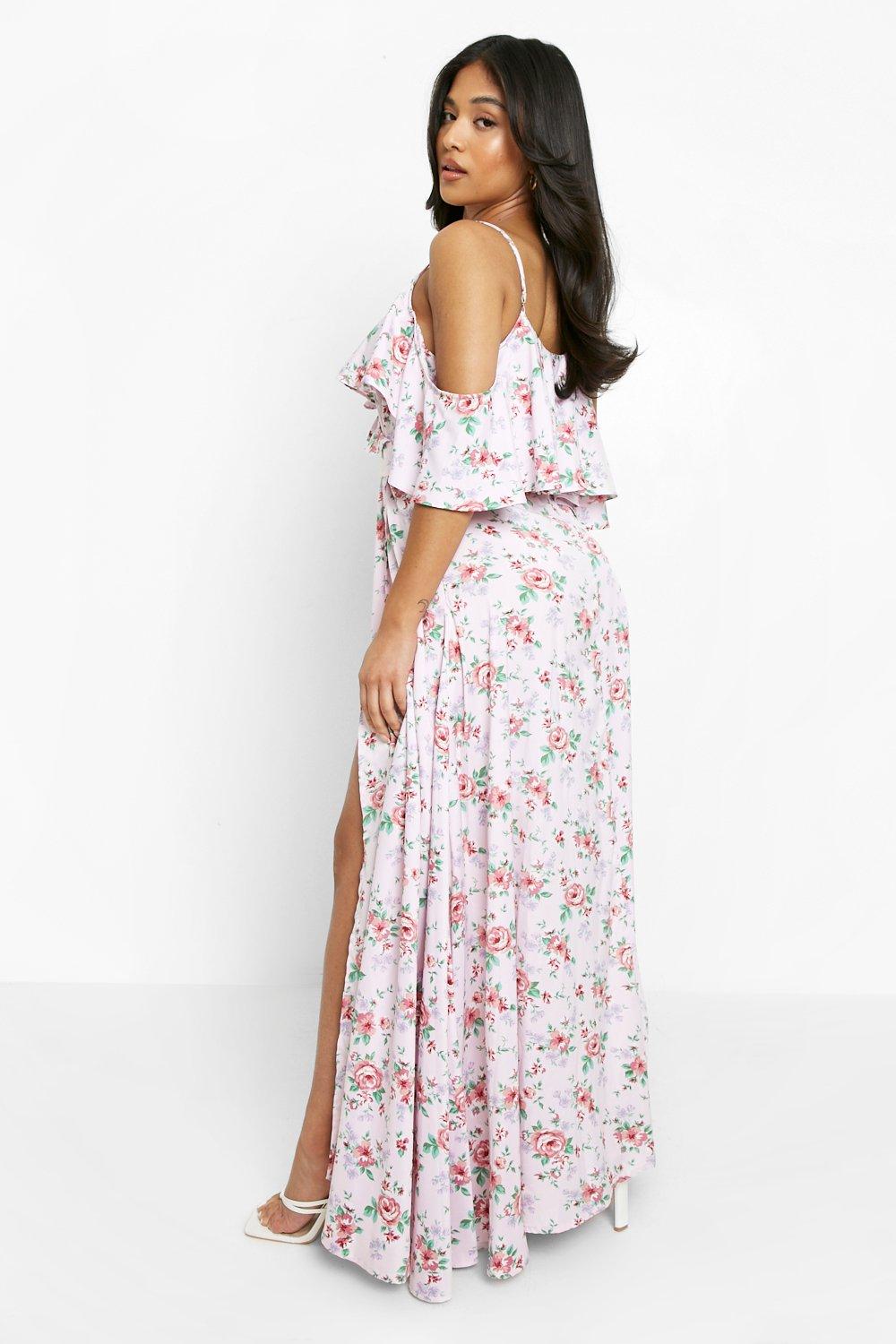 Floral maxi dress sale cold shoulder