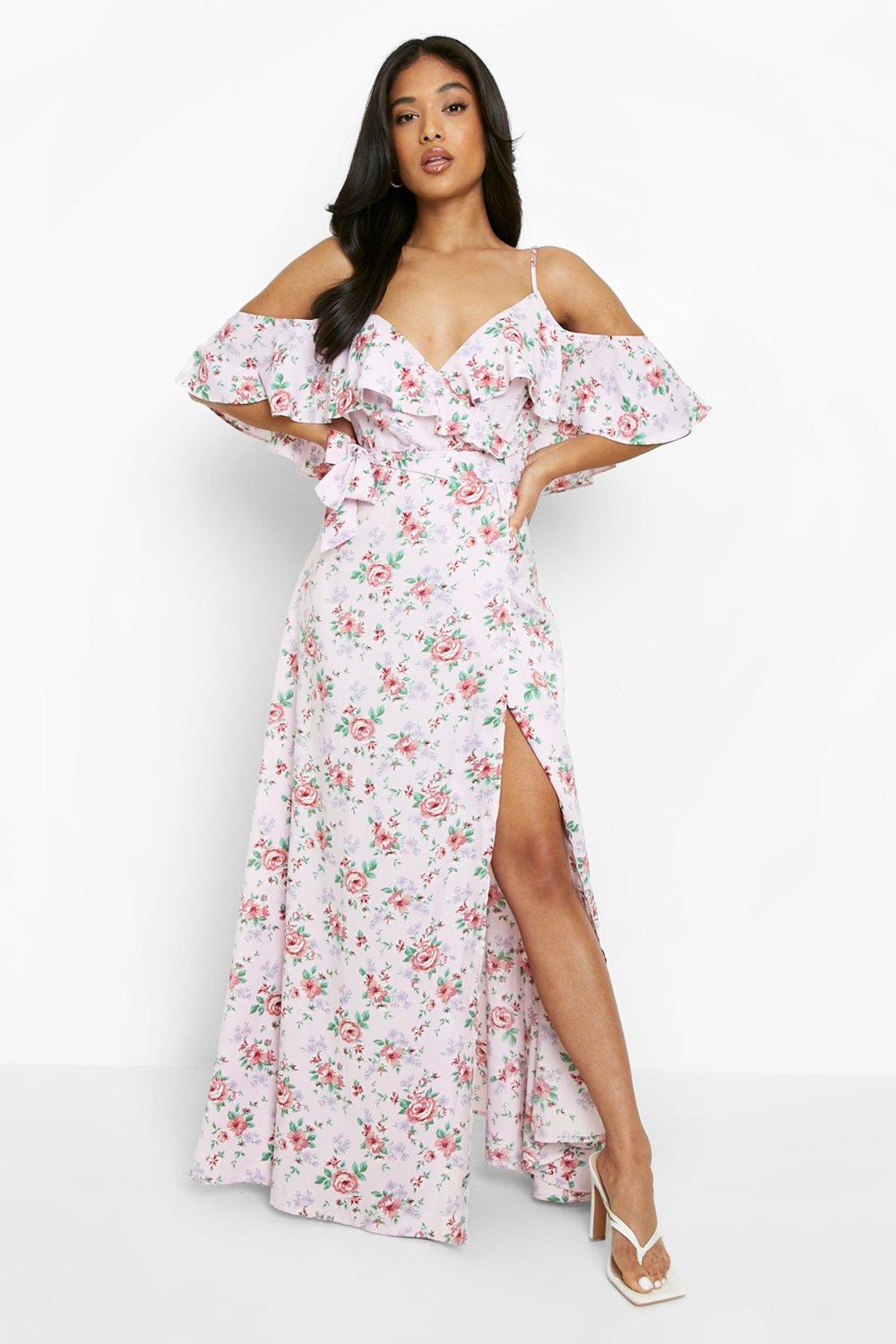 rose cold shoulder dress