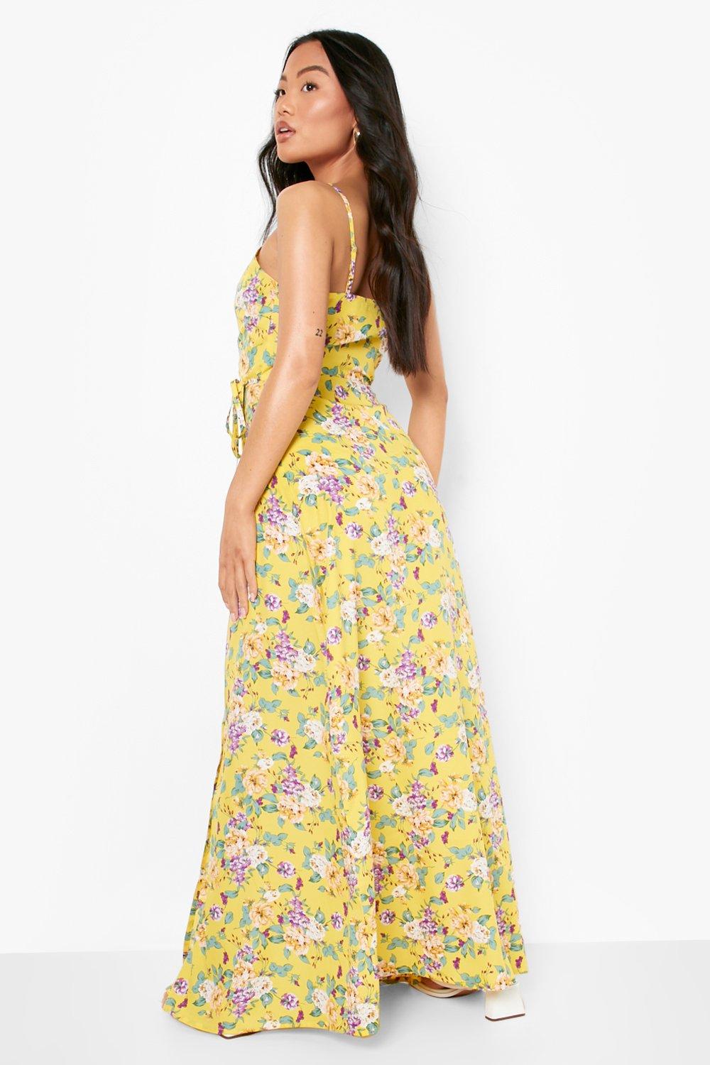 Petite Woven Floral Wrap Maxi Dress boohoo