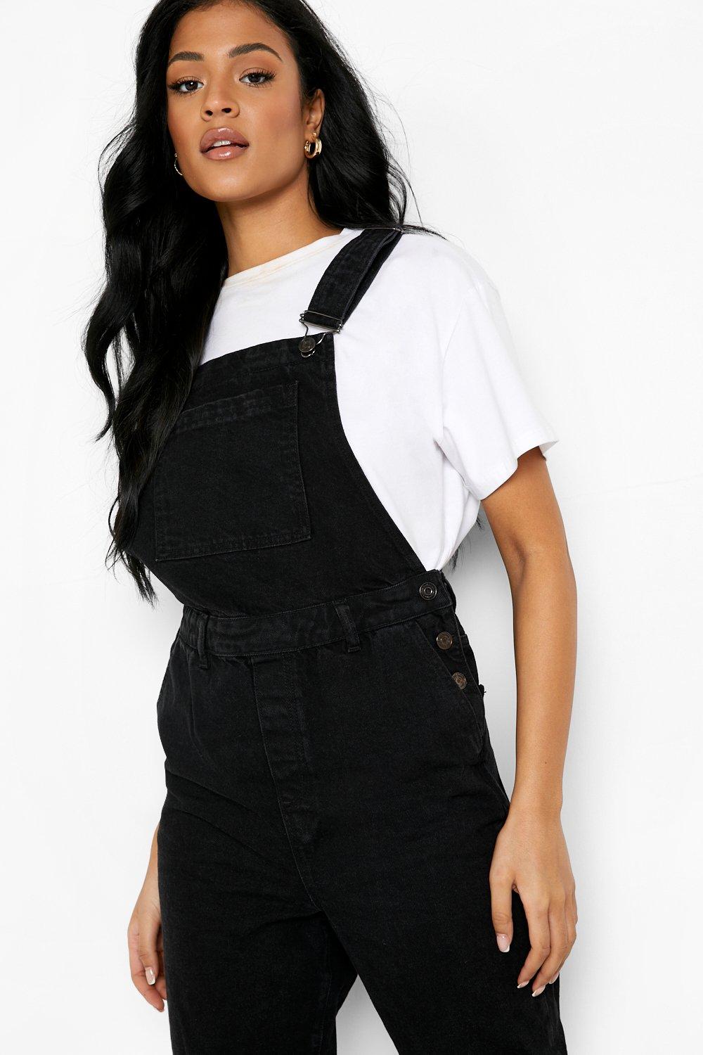 Women s Tall Denim Dungarees Boohoo UK