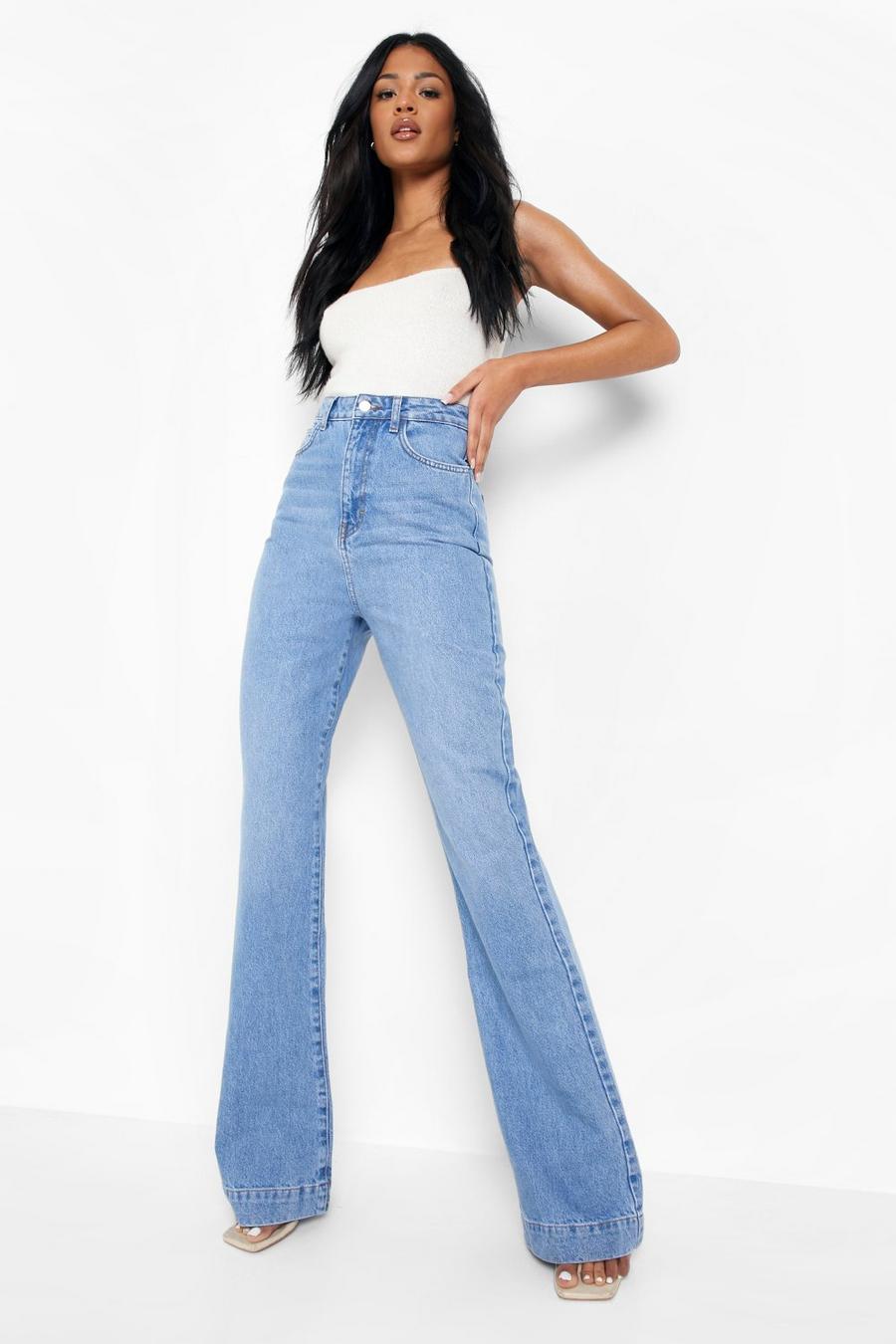 Flare For You Tall High Waisted Flared Leg Jeans in Light Blue Wash